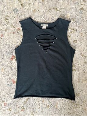 Y2K Vintage Sirens Black Cutout Tank Top
